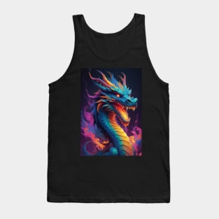 Fierce Dragon Head and Neck with Colour Designs Tank Top